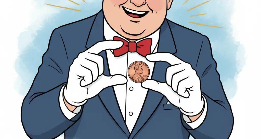 A man holds a Lincoln Penny with his hands in white gloves